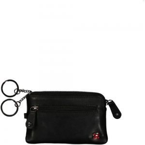 Men's leather key purse, black