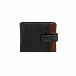 Men's leather wallet "MARTA POINTI" Brown leather, with a flap