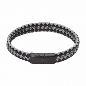 Браслет «VIRO» — кожаный, двойной черный.