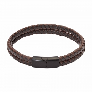 Браслет «VIRO» из кожи двойного коричневого цвета.