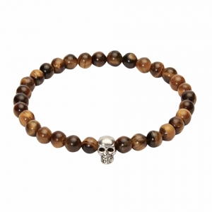 Браслет «VIRO» — тигровый глаз с черепом.